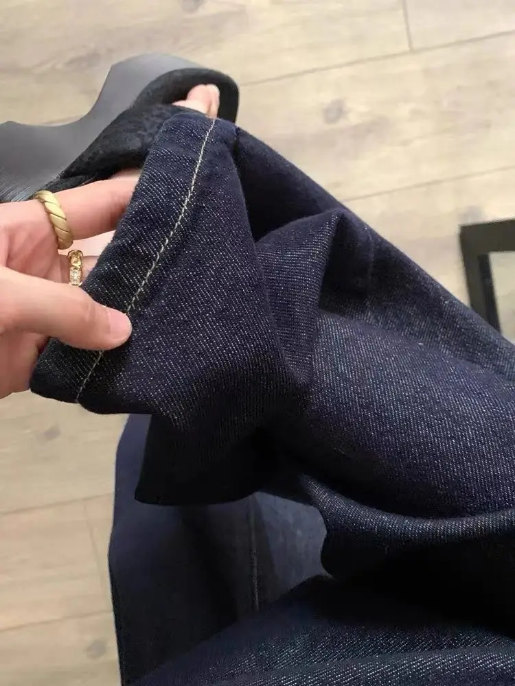 2025 Women Dark Blue Wide Leg Pants High Waist Denim — feature 8