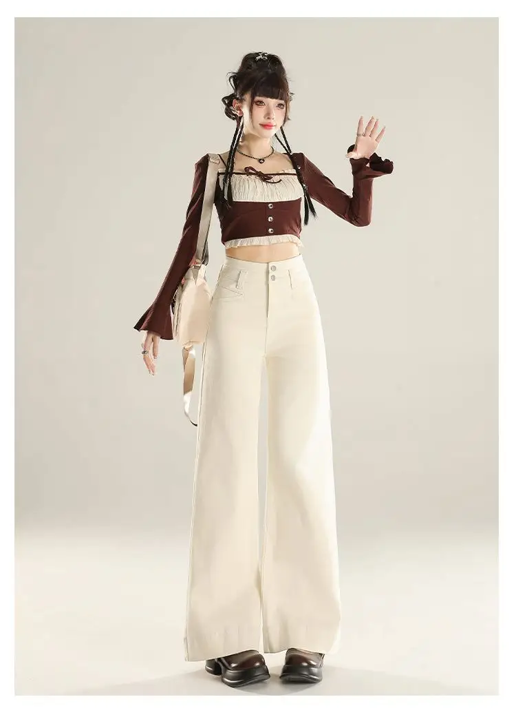 Denim Wide Leg Pants Dark Blue Slim Fit Spring 2025 — feature 18
