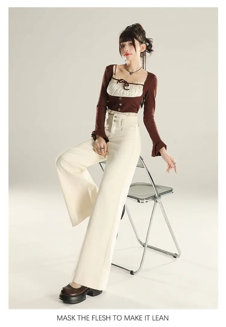 Denim Wide Leg Pants Dark Blue Slim Fit Spring 2025 — feature 19