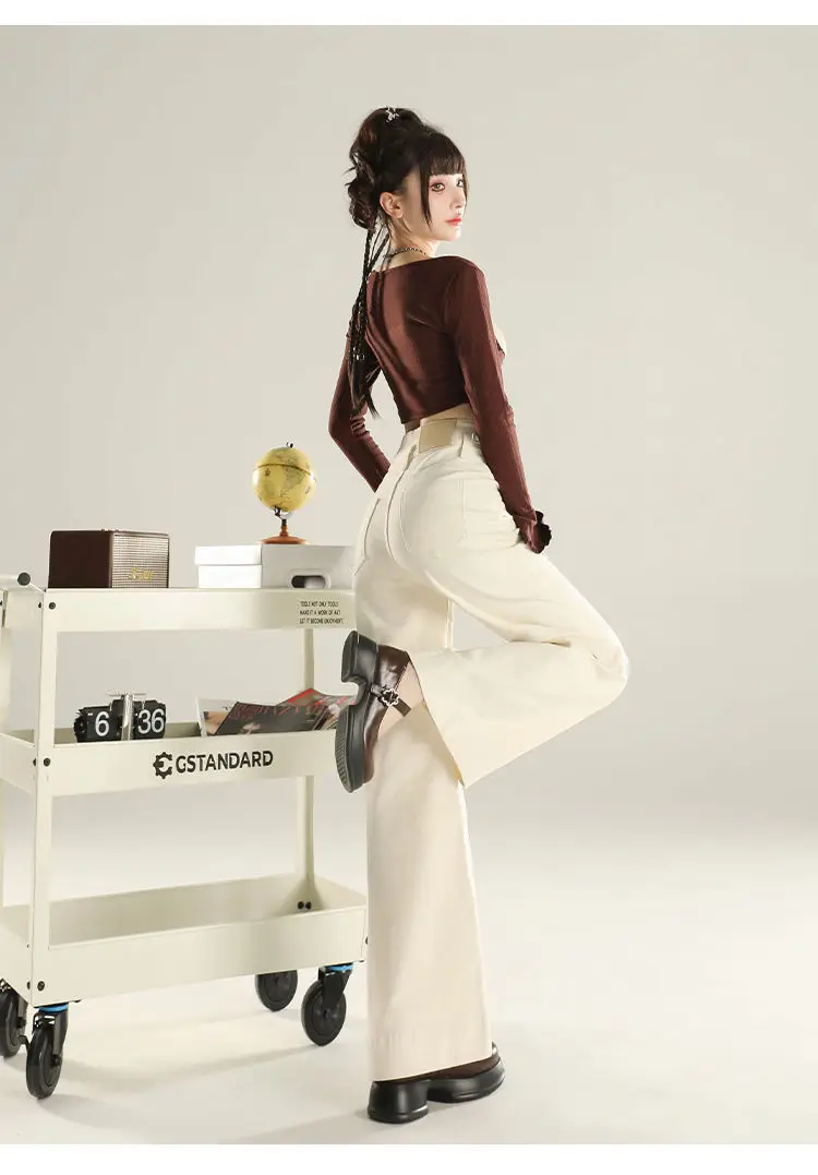 Denim Wide Leg Pants Dark Blue Slim Fit Spring 2025 — feature 20