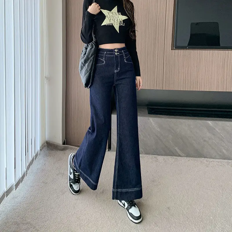 Dark Blue Wide Leg Jeans 2025 Pear Shape Women