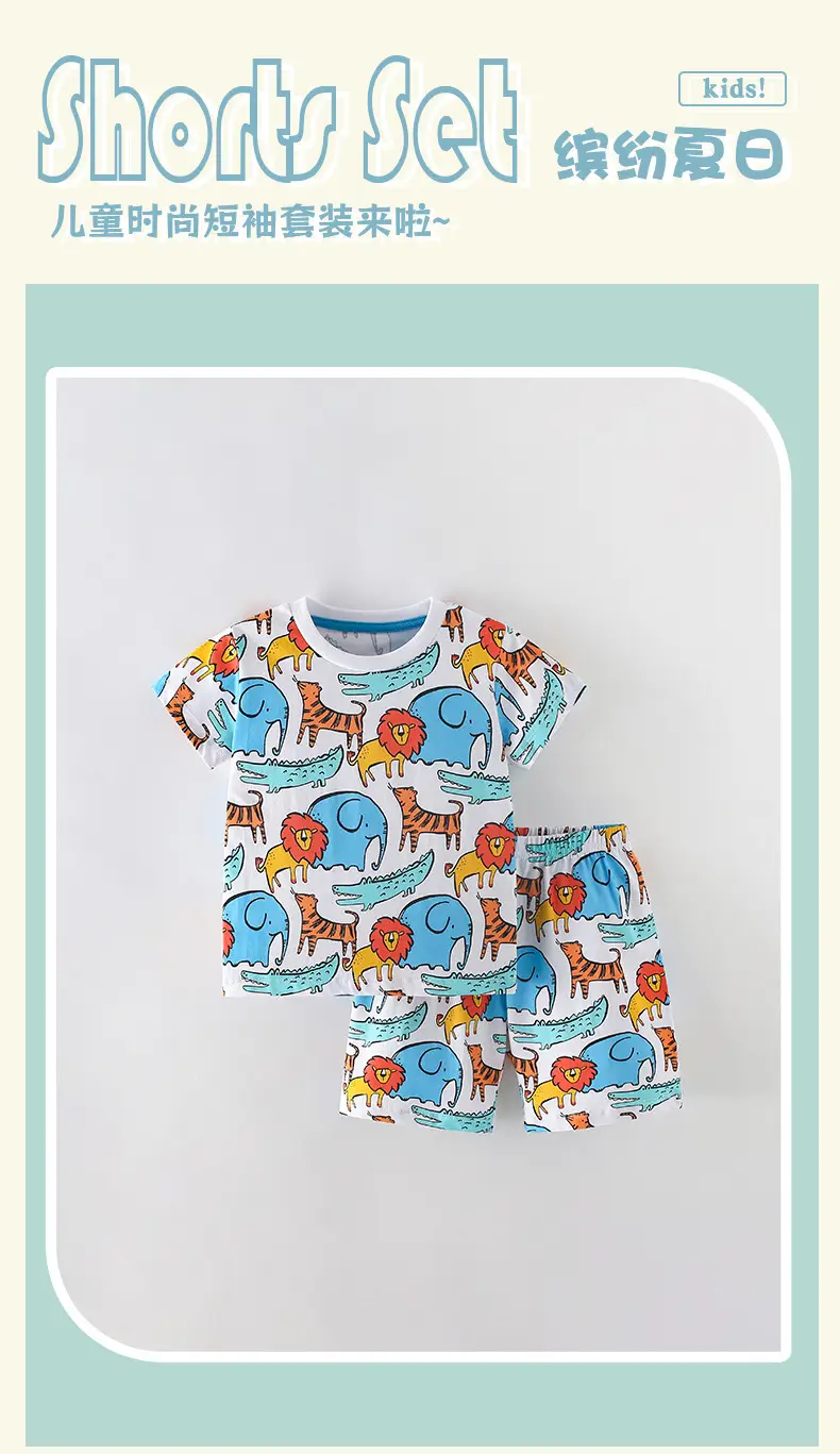 Cross-border Malwee Boys T-Shirt Summer Casual Two-piece Set — feature 2