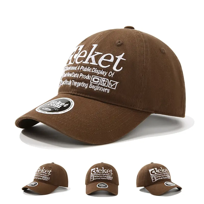Retro Letter Embroidered Baseball Cap for Men Women Brown - Image 5
