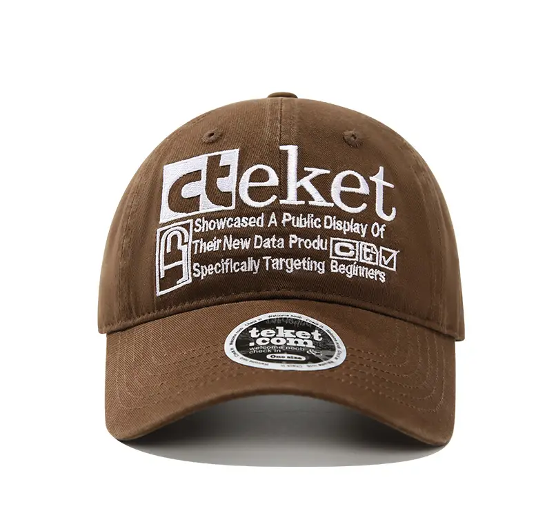 Retro Letter Embroidered Baseball Cap for Men Women Brown — feature 13