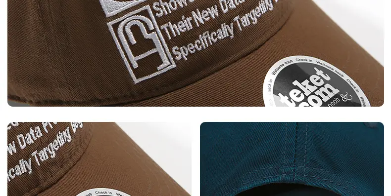 Retro Letter Embroidered Baseball Cap for Men Women Brown — feature 7