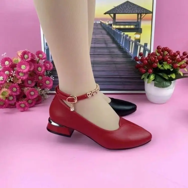 Women's Black Heel Shoes with Buckle Spring 2025 - Image 7