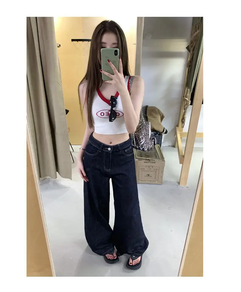 Women Dark Blue Wide Leg Pants 2025 Commuter — feature 9