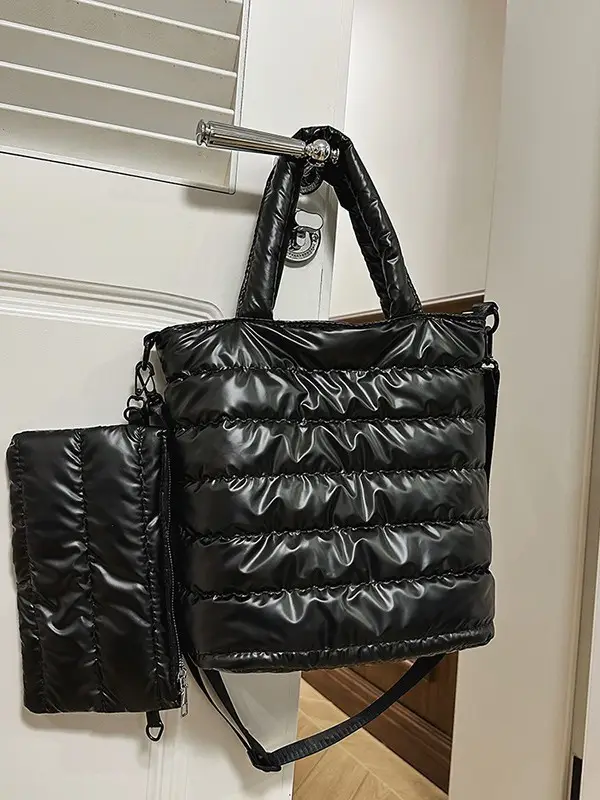 Women's Black Padded Shoulder Crossbody Bag Large Capacity 2025 - Image 10