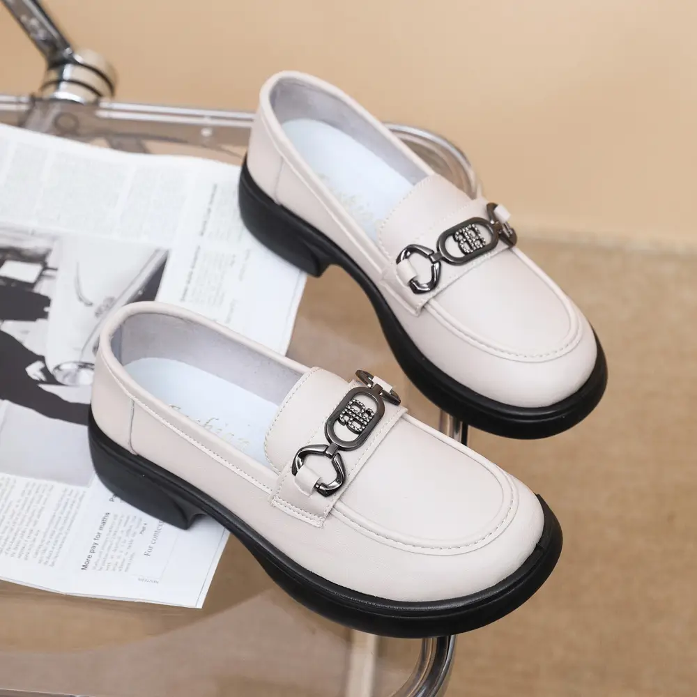 Black British Style Women's Thick Loafers Spring Summer - Image 3