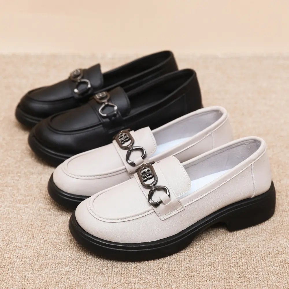 Black British Style Women's Thick Loafers Spring Summer - Image 6