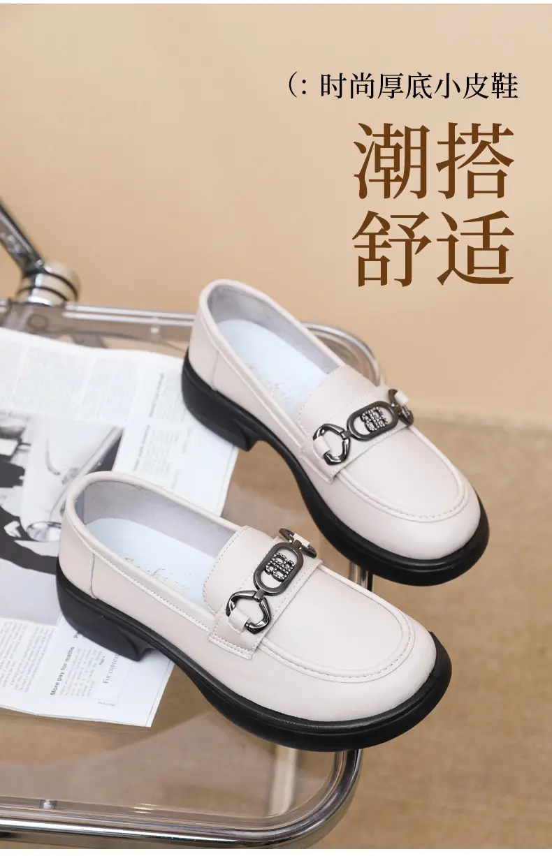 Black British Style Women's Thick Loafers Spring Summer — feature 19