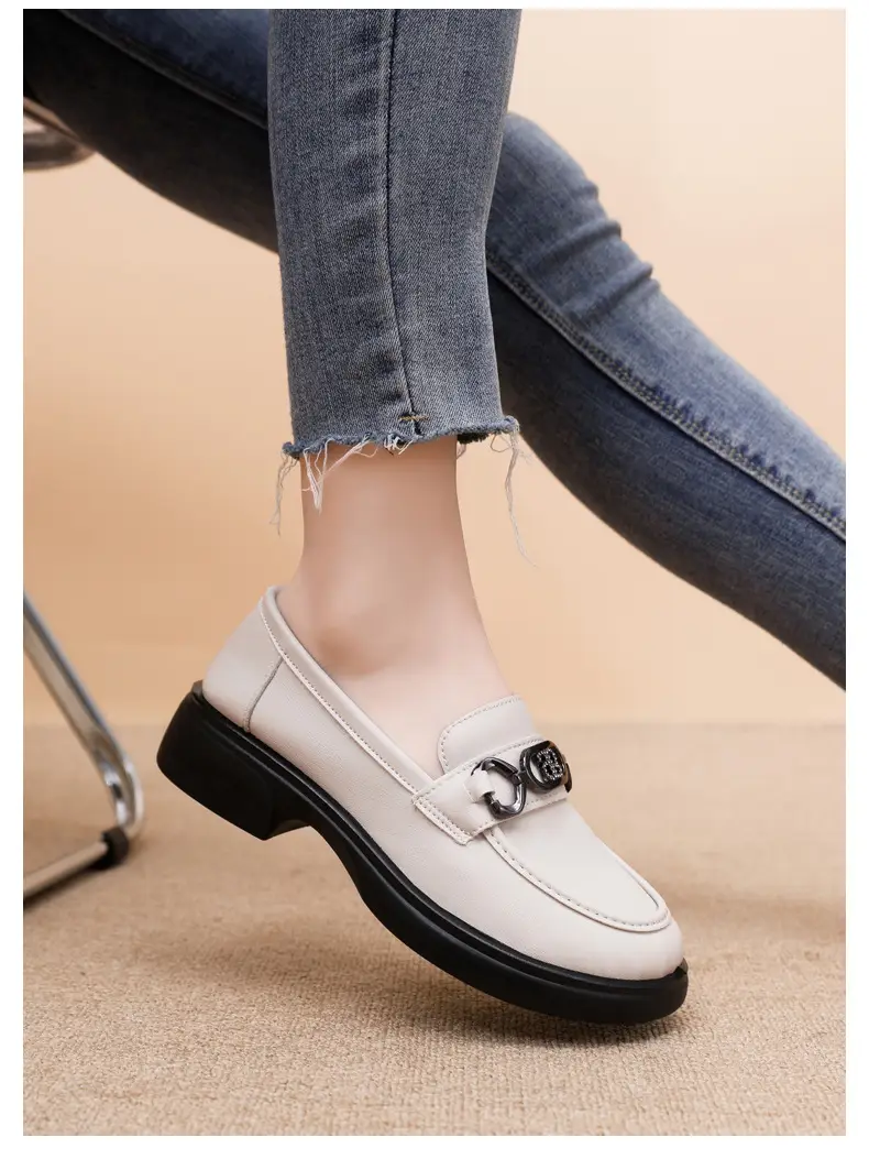Black British Style Women's Thick Loafers Spring Summer — feature 34