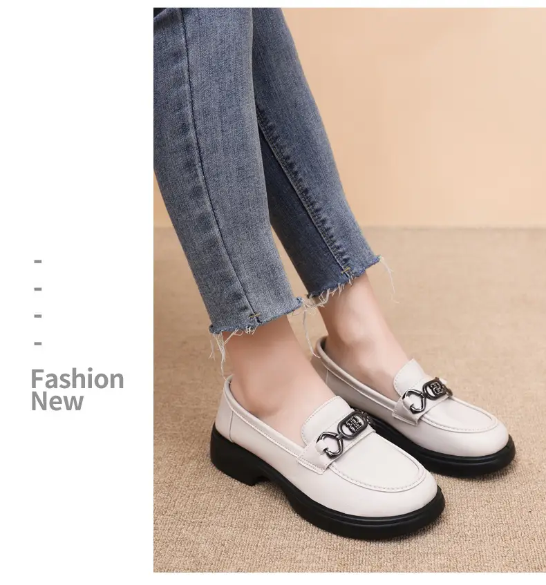Black British Style Women's Thick Loafers Spring Summer — feature 35