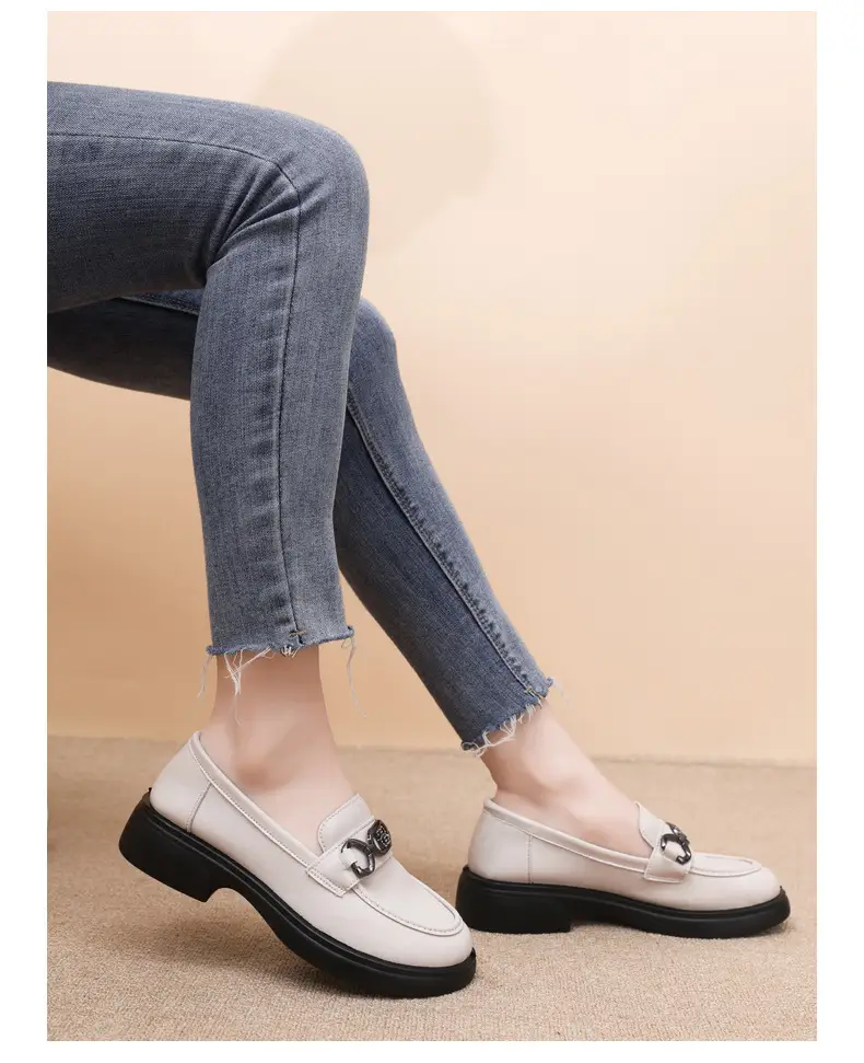 Black British Style Women's Thick Loafers Spring Summer — feature 36