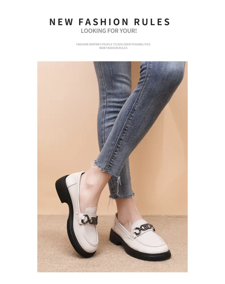 Black British Style Women's Thick Loafers Spring Summer — feature 37