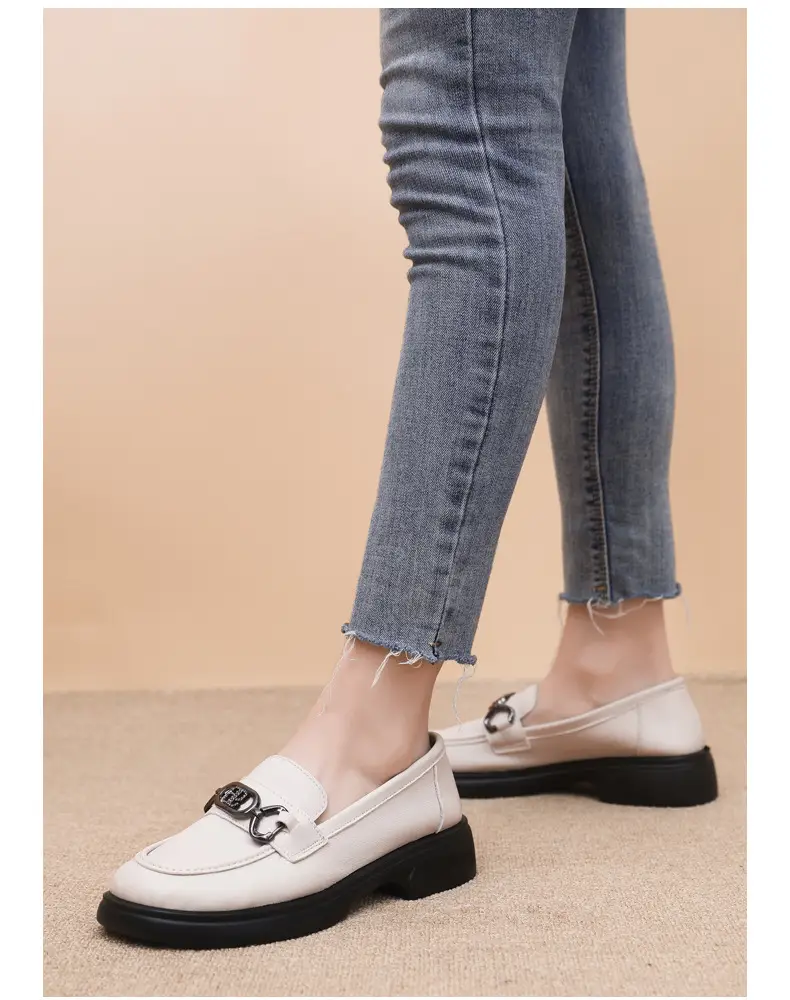 Black British Style Women's Thick Loafers Spring Summer — feature 38