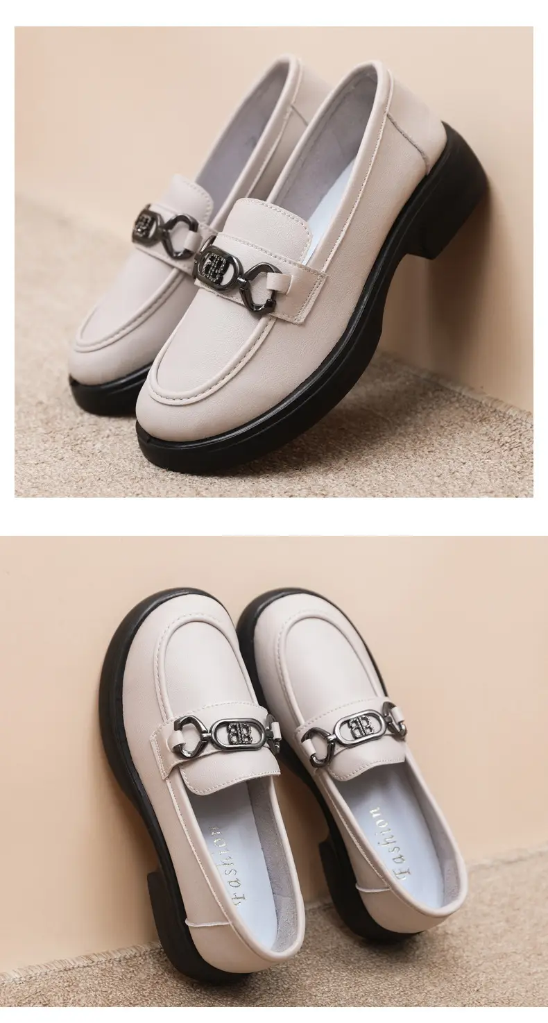 Black British Style Women's Thick Loafers Spring Summer — feature 40