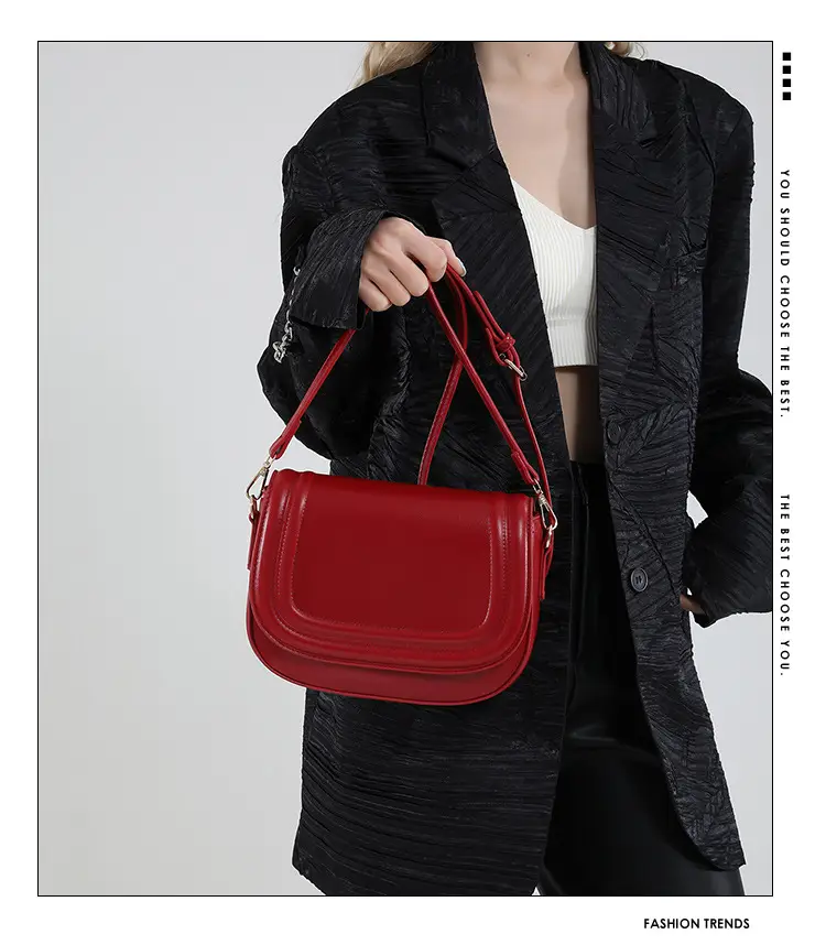 Red PU Shoulder Messenger Bag Small All-Match — feature 5