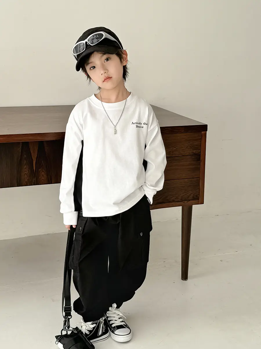 Haima Boys Green Black Sleeve T-Shirt Spring Wear