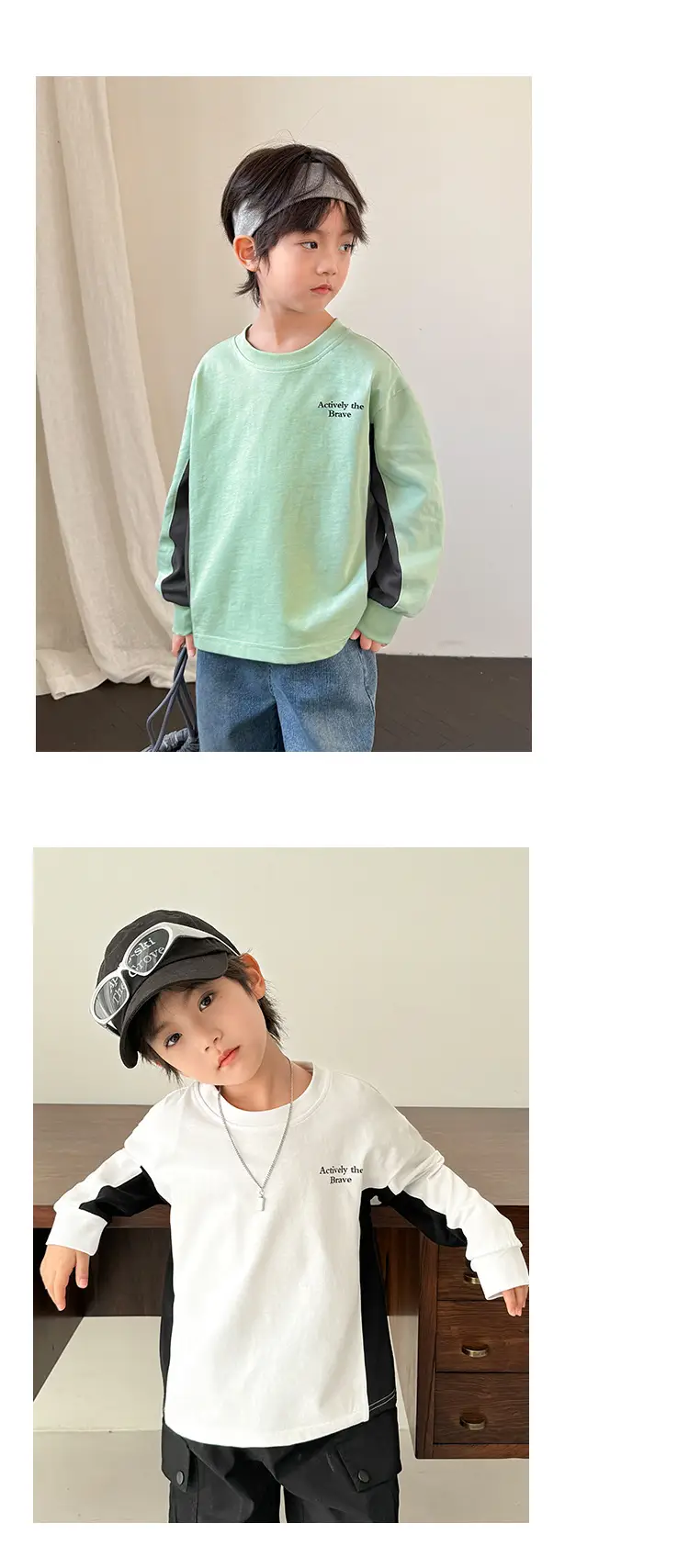 Haima Boys Green Black Sleeve T-Shirt Spring Wear — feature 10