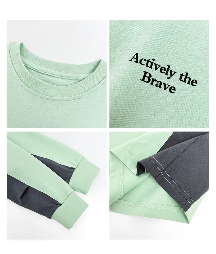 Haima Boys Green Black Sleeve T-Shirt Spring Wear — feature 4