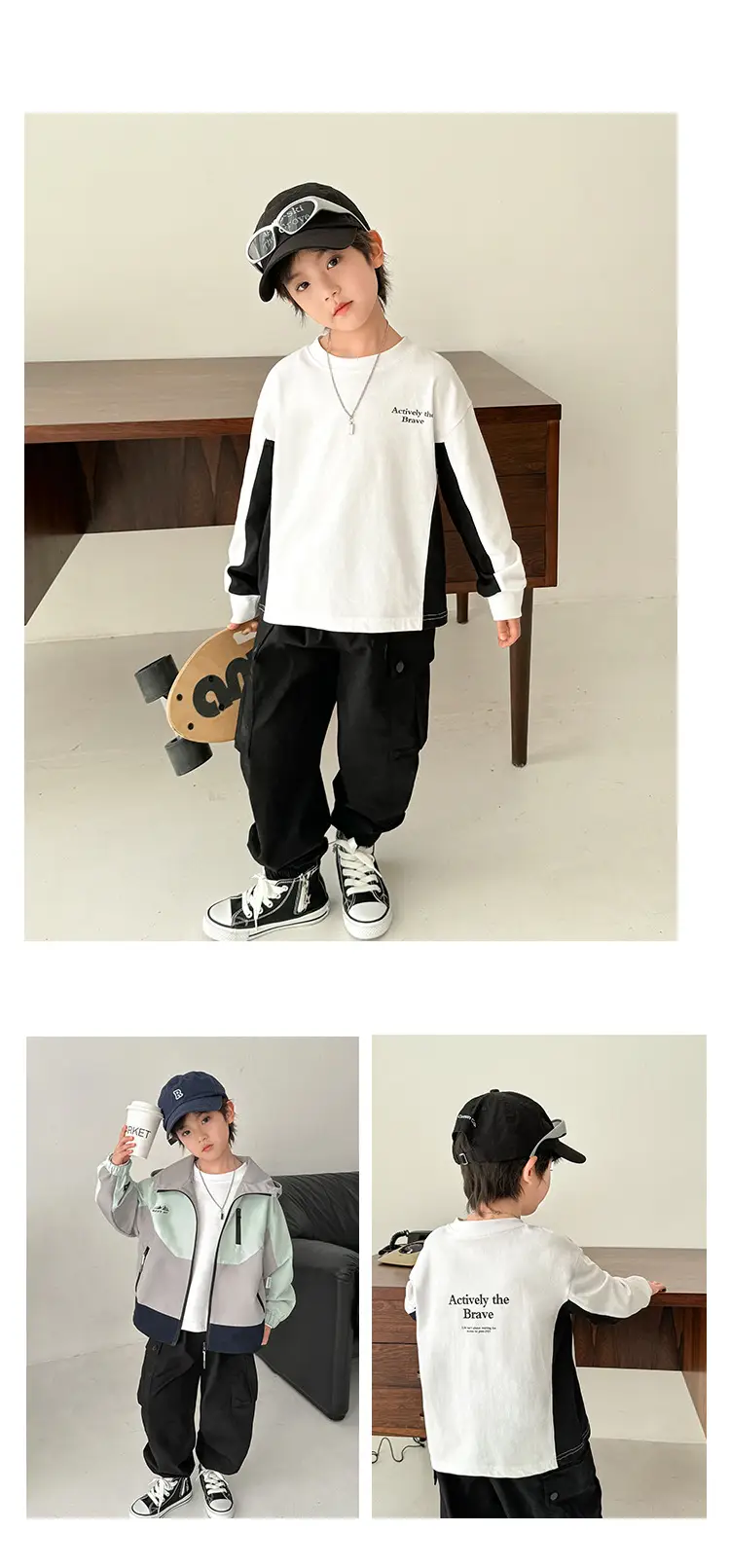 Haima Boys Green Black Sleeve T-Shirt Spring Wear — feature 8