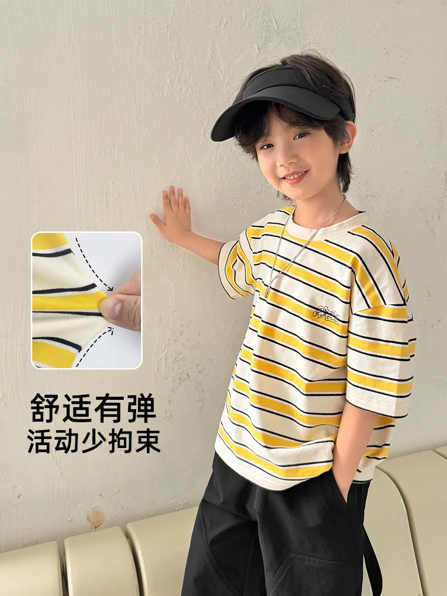 Haima Striped Cotton T-Shirt for Boys Girls Summer - Image 4