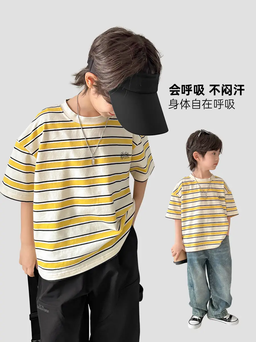 Haima Striped Cotton T-Shirt for Boys Girls Summer - Image 5