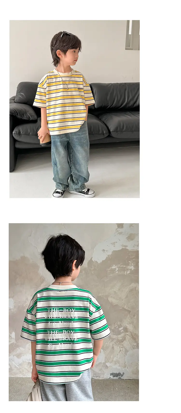 Haima Striped Cotton T-Shirt for Boys Girls Summer — feature 10