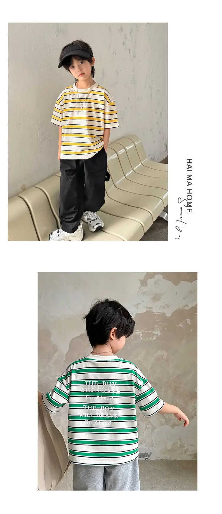 Haima Striped Cotton T-Shirt for Boys Girls Summer — feature 12