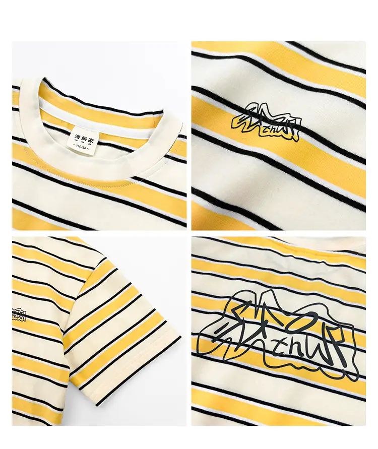 Haima Striped Cotton T-Shirt for Boys Girls Summer — feature 3
