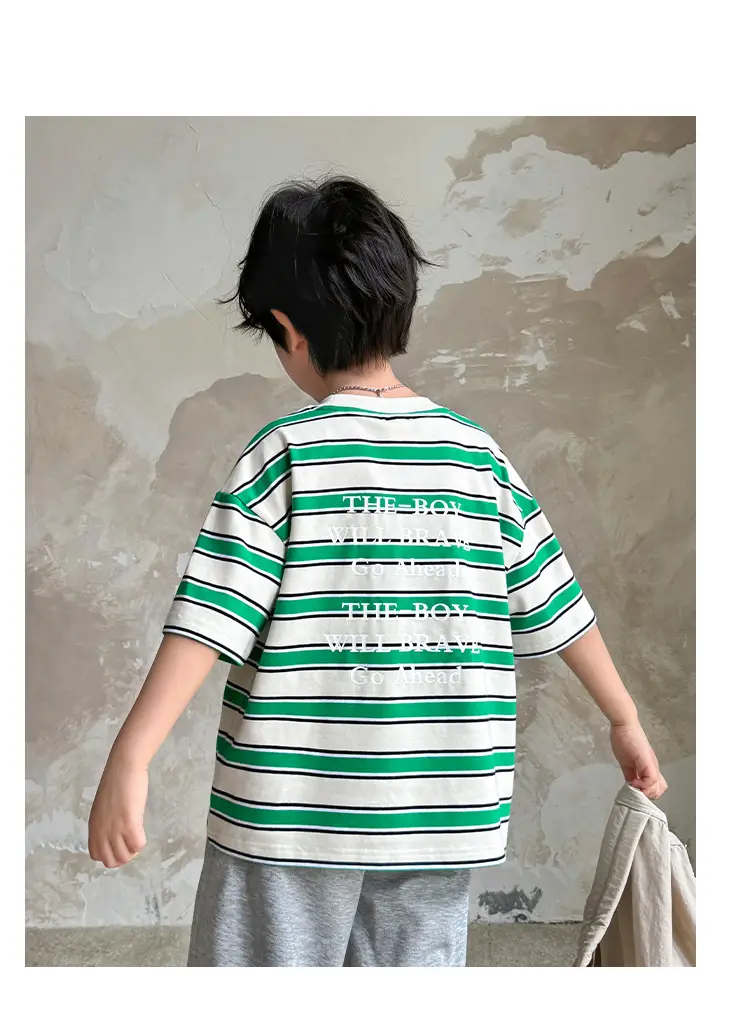 Haima Striped Cotton T-Shirt for Boys Girls Summer — feature 7