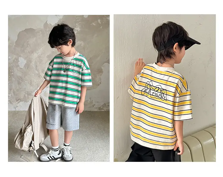 Haima Striped Cotton T-Shirt for Boys Girls Summer — feature 8