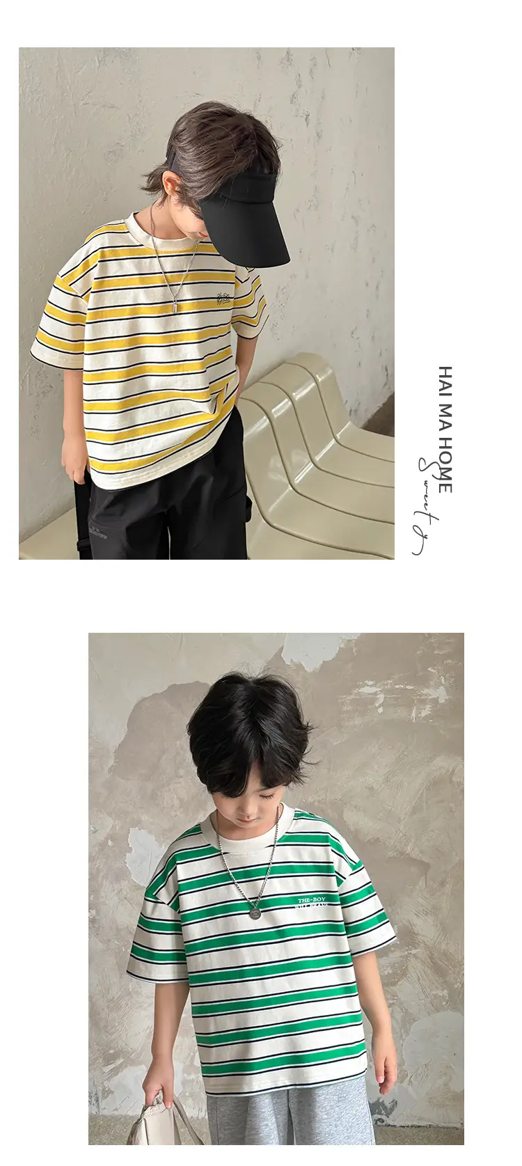 Haima Striped Cotton T-Shirt for Boys Girls Summer — feature 9