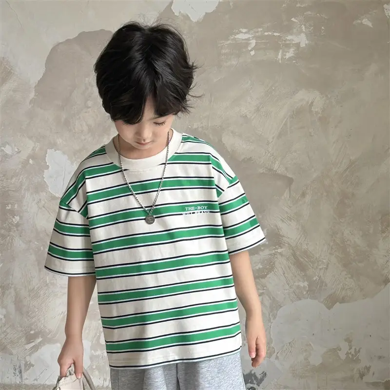 Haima Striped Cotton T-Shirt for Boys Girls Summer - Image 2