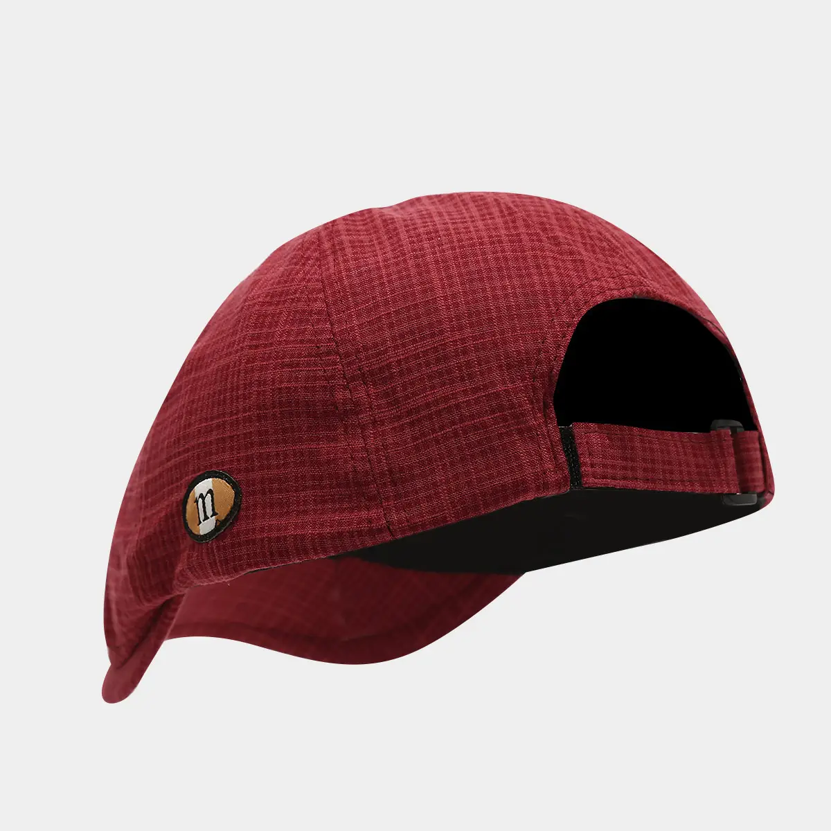 Men's Red Plaid Artistic Cap with M-Letter Logo