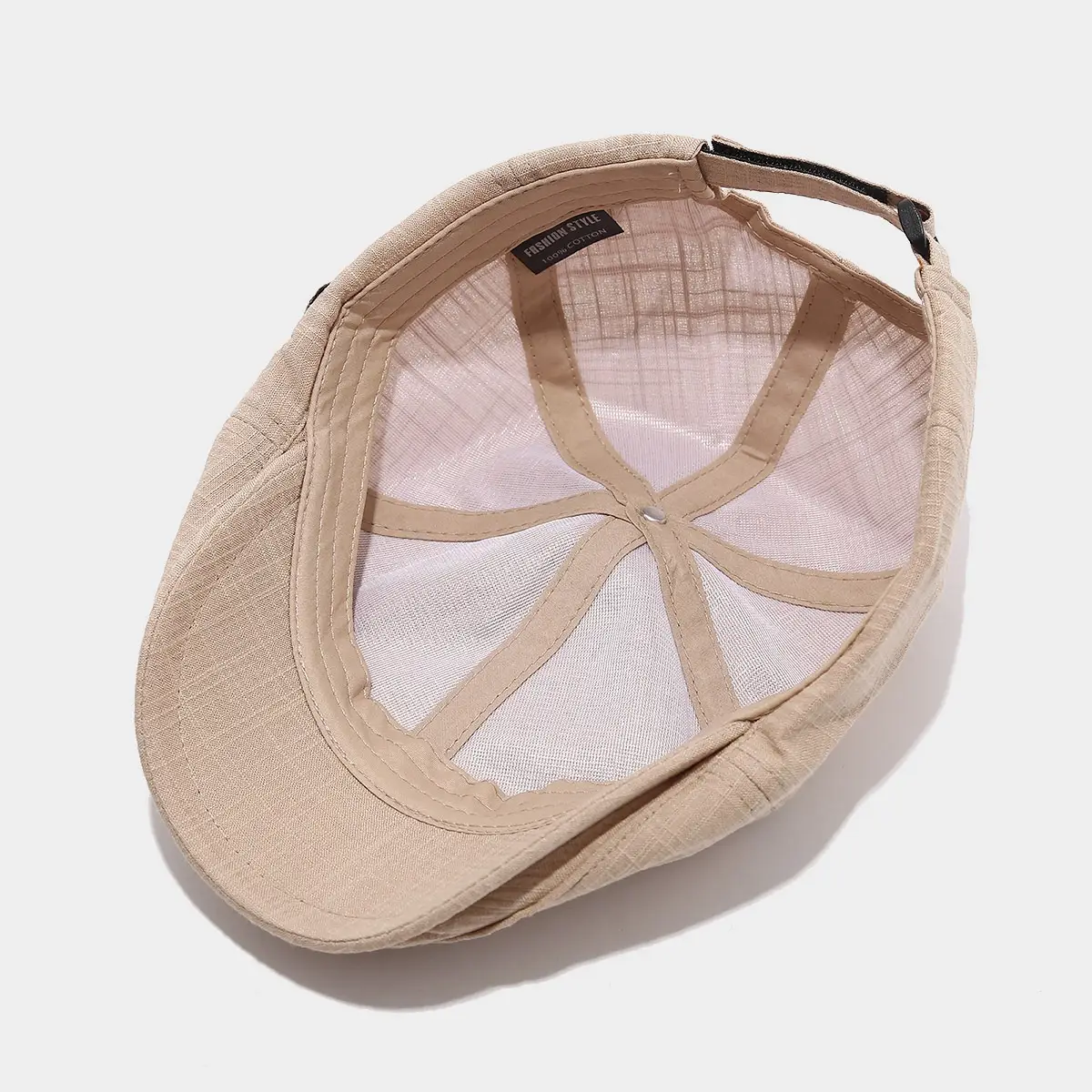 Men's Red Plaid Artistic Cap with M-Letter Logo — feature 5