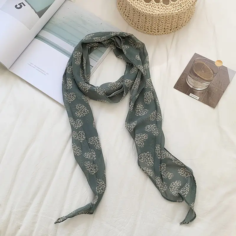 Women's Long Scarf Pink Floral Gauze Spring Summer - Image 4
