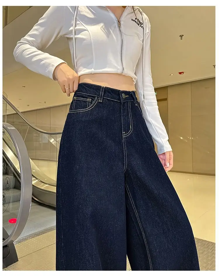 Women Wide Leg Pants Dark Blue High Waist 2025 — feature 12