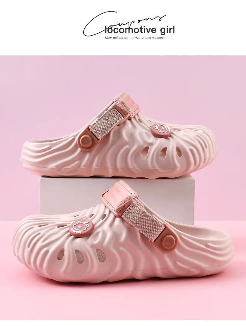 Thick-soled hole shoes women's summer outdoor wear heightening non-slip wear-resistant sandals EVA breathable deodorant high color value toe-covered slippers — feature 12