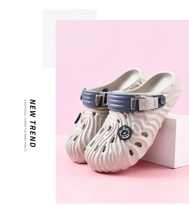 Thick-soled hole shoes women's summer outdoor wear heightening non-slip wear-resistant sandals EVA breathable deodorant high color value toe-covered slippers — feature 13