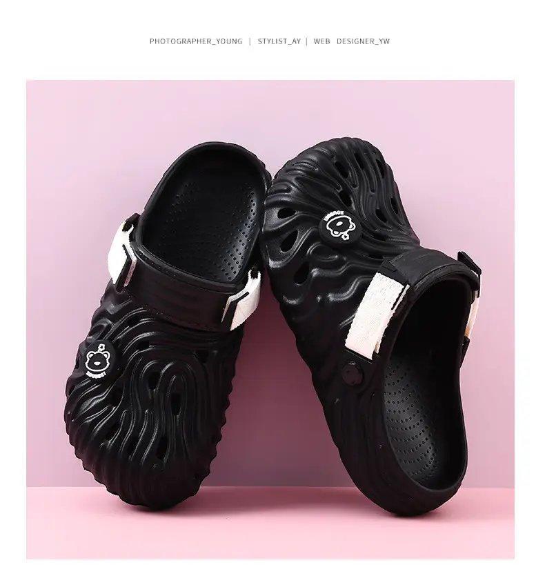 Thick-soled hole shoes women's summer outdoor wear heightening non-slip wear-resistant sandals EVA breathable deodorant high color value toe-covered slippers — feature 16