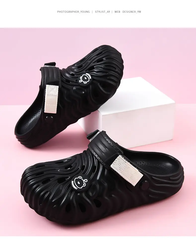 Thick-soled hole shoes women's summer outdoor wear heightening non-slip wear-resistant sandals EVA breathable deodorant high color value toe-covered slippers — feature 17
