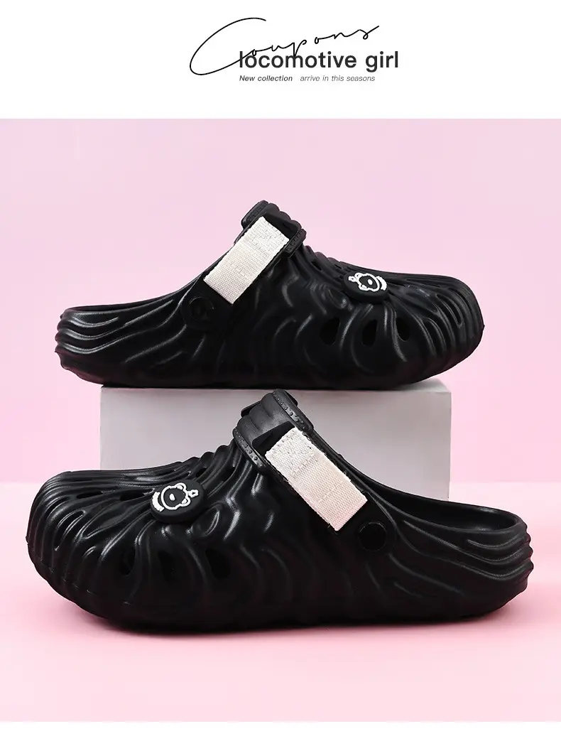 Thick-soled hole shoes women's summer outdoor wear heightening non-slip wear-resistant sandals EVA breathable deodorant high color value toe-covered slippers — feature 18
