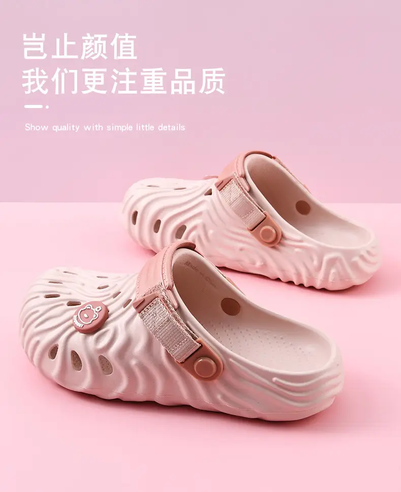 Thick-soled hole shoes women's summer outdoor wear heightening non-slip wear-resistant sandals EVA breathable deodorant high color value toe-covered slippers — feature 3