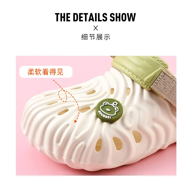 Thick-soled hole shoes women's summer outdoor wear heightening non-slip wear-resistant sandals EVA breathable deodorant high color value toe-covered slippers — feature 5