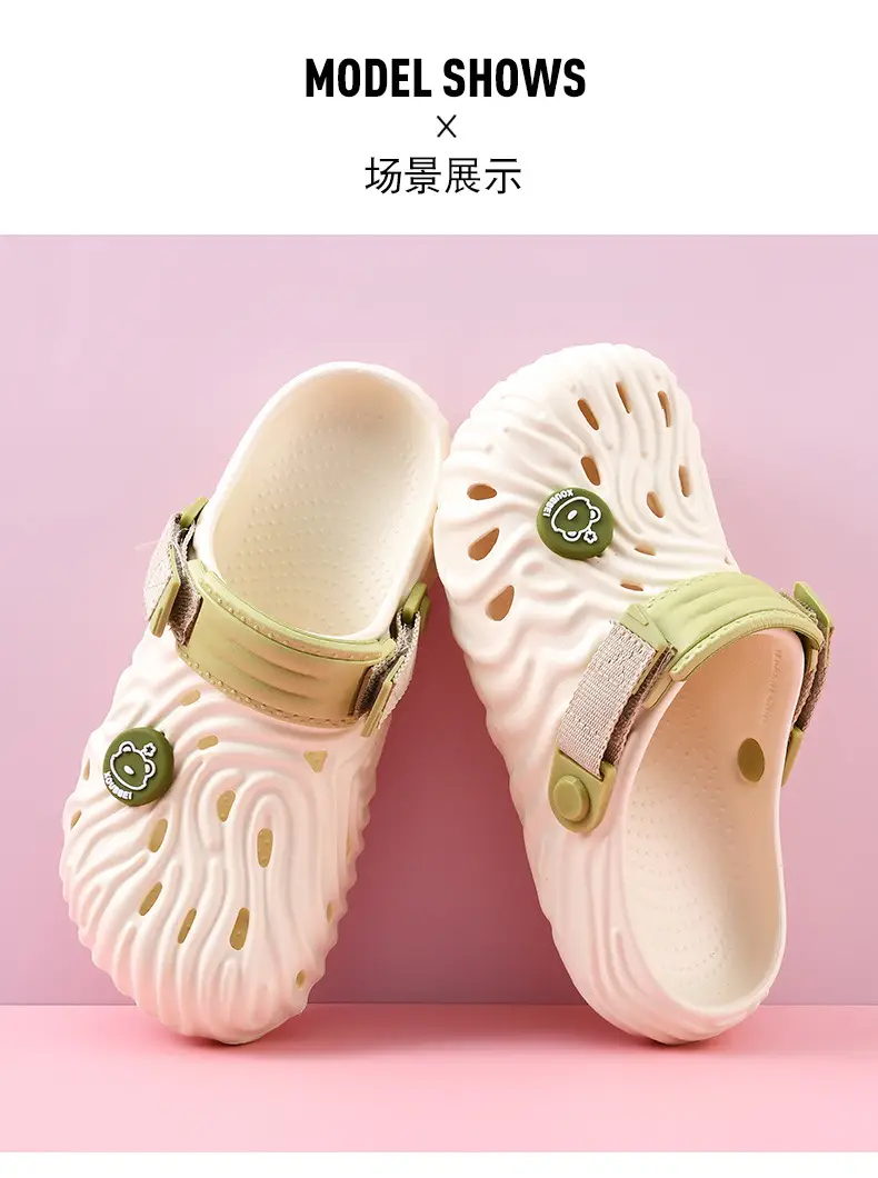 Thick-soled hole shoes women's summer outdoor wear heightening non-slip wear-resistant sandals EVA breathable deodorant high color value toe-covered slippers — feature 7