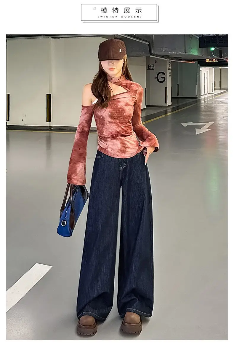 2025 High Waist Wide Leg Jeans Dark Blue Spice Girls Style — feature 8