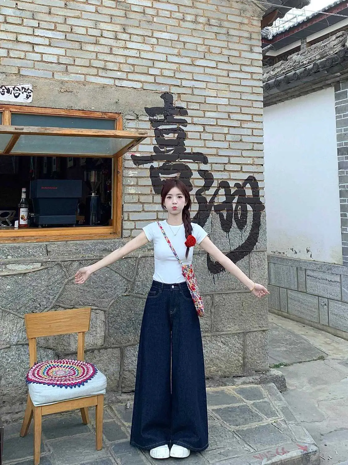 Dark Blue Korean Style Wide Leg Pants for Women — feature 5