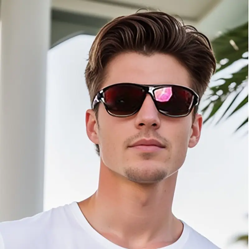 Men Windproof Sports Sunglasses Black Red White